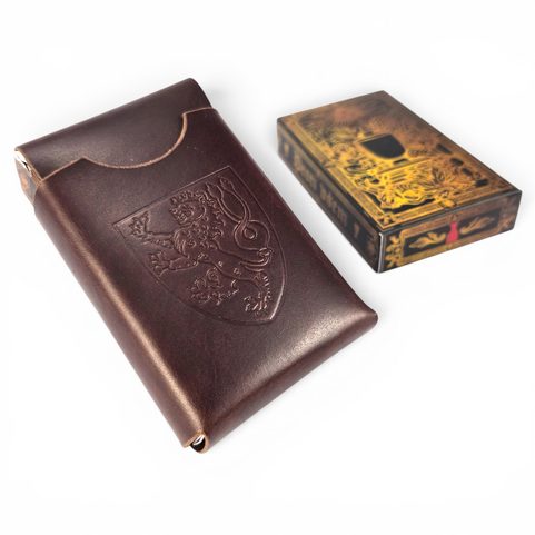LEATHER CASE FOR PLAYING CARDS, CZECH LION