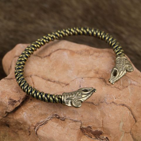 DREKI, VIKING BRASS BRACELET BRAIDED