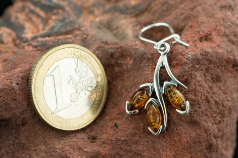 RENIA, BOUCLES D'OREILLES EN AMBRE, ARGENT