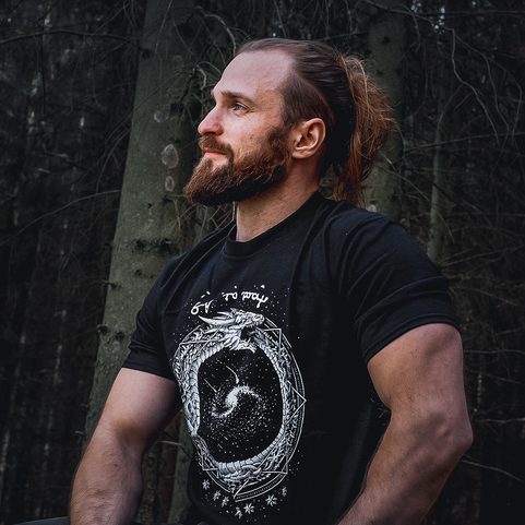 UROBOROS, SCHWARZ-WEISSES HERREN-T-SHIRT