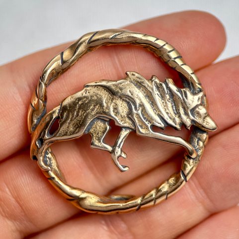 LOUP, BROCHE COSTUME, BRONZE