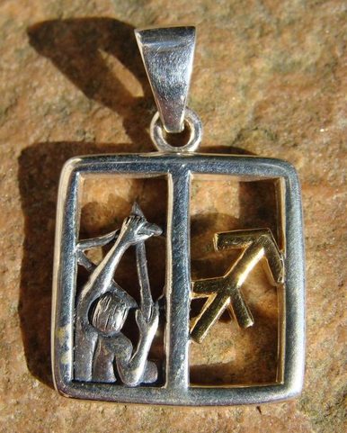 SAGITTARIUS, CENTAUR THE ARCHER, SILVER PENDANT
