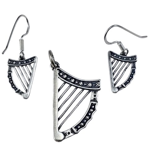 IRISH HARPS, JEWELLERY SET, SILVER 925/1000