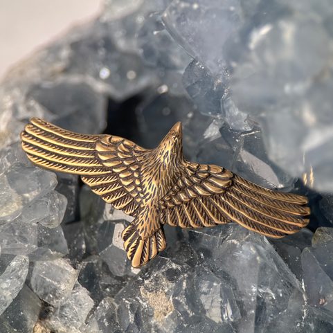 FLYING CROW - RAVEN PENDANT, BRONZE