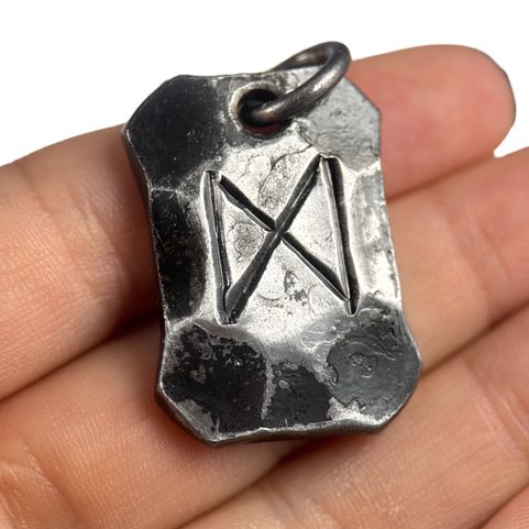DAGAZ, FORGED IRON RUNE PENDANT