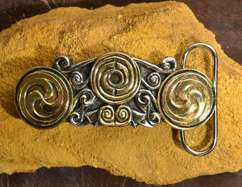 LA TENE, LUXURY CELTIC BELT BUCKLE, GOLD PLATED