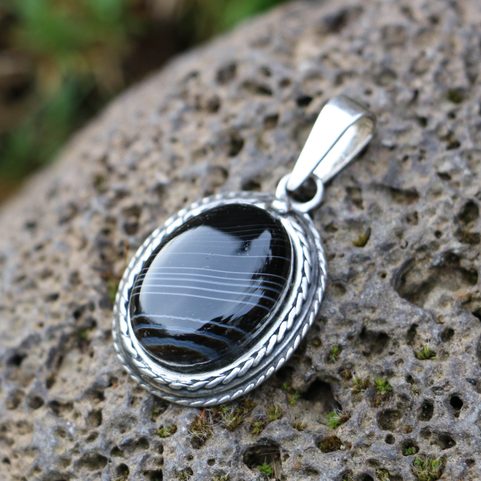 AGATE, SILVER PENDANT