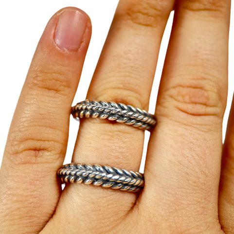 WIKINGER-RING GESTRICKT, SILBER, AG 925