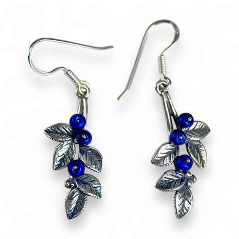 BLAUBEERE, OHRRINGE, SILBER AG 925