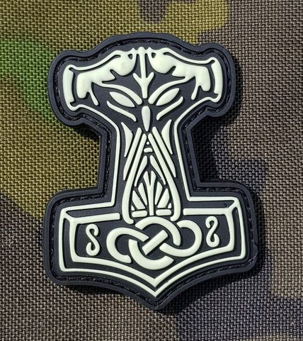 THOR'S HAMMER, 3D RUBBER PATCH, GLOW IN THE DARK