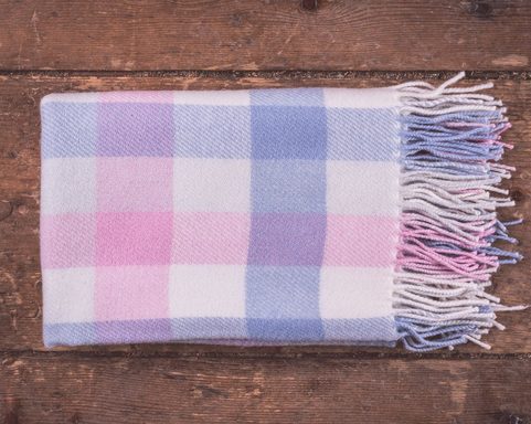 PINK AND BLUE CHECK BABY BLANKET