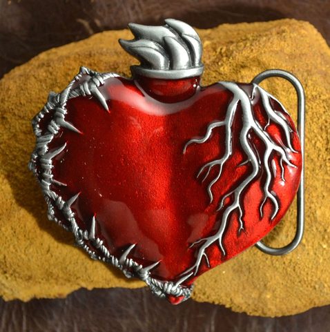 METAL HEART, BELT BUCKLE