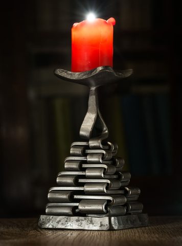 PYRAMIDE, FORGED CANDLESTICK