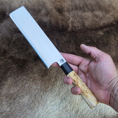 JAPANESE NAKIRI KNIFE, STAINLESS STEEL, BIRCH