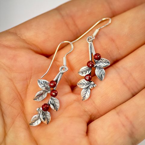 CRANBERRIES, EARRINGS, SILVER