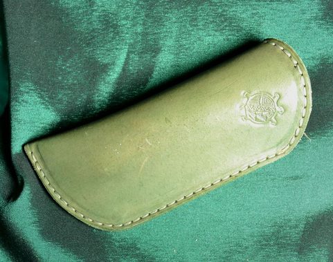 LEATHER GLASSES CASE, BROWN WITH NATIVE AMERICAN TURTLE