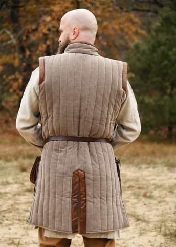 GAMBESON SANS MANCHES AVEC DÉTAILS FAITS MAIN, MARRON