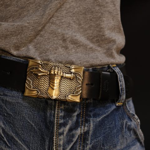 STEEL FIST, BELT BUCKLE, BRASS