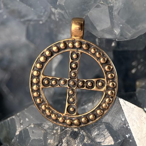 SLAVIC SOLAR CROSS, EMPIRE OF GREAT MORAVIA, BRONZE PENDANT