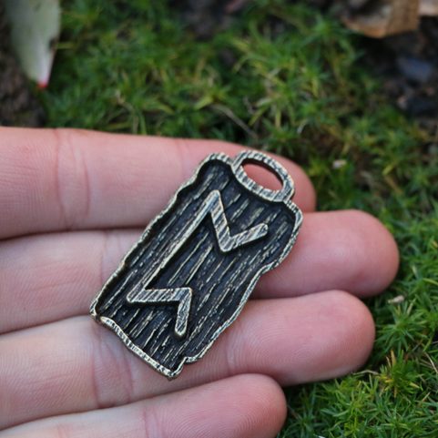PERTHRO - RUNE PENDANT, ZINC ANT.BRASS