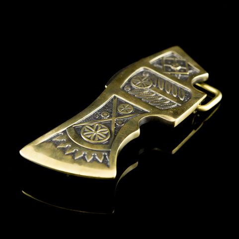 CARPATHIAN AXE, BELT BUCKLE, BRASS