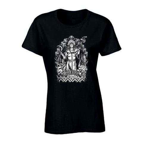 MORANA, GODDESS OF DEATH, LADIES' BLACK AND WHITE T-SHIRT