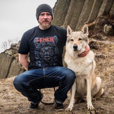 FENRIR ON THE HUNT RED, MEN'S VIKING T-SHIRT