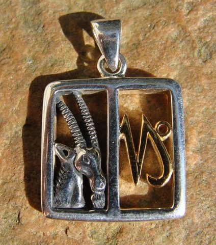 CAPRICORN, GOAT-HORNED, SILVER PENDANT