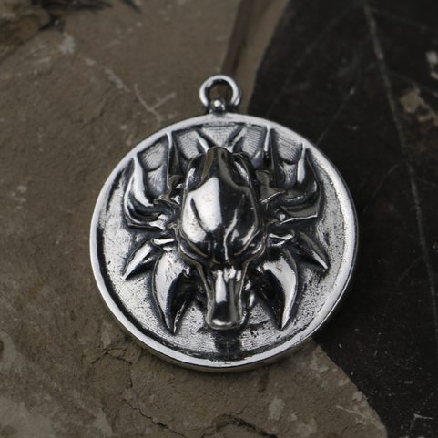 PENDENTIF LOUP SLAVE , ARGENT STERLING