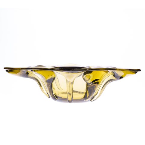 SMALL DISH, HISTORICAL GREEN GLASS