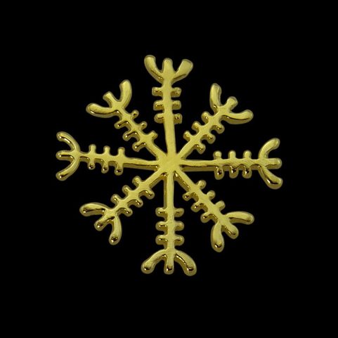 AEGISHJALMUR, ISLÄNDISCHE MAGISCHE RUNE, AMULETT, 14K GOLD