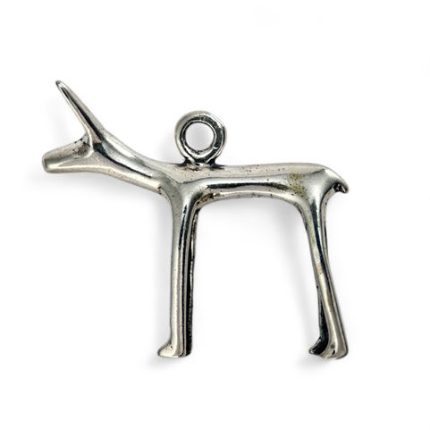 CELTIC DOG OR DOE, OPPDIUM STARE HRADISKO, MORAVIA, REPLICA, SILVER 925