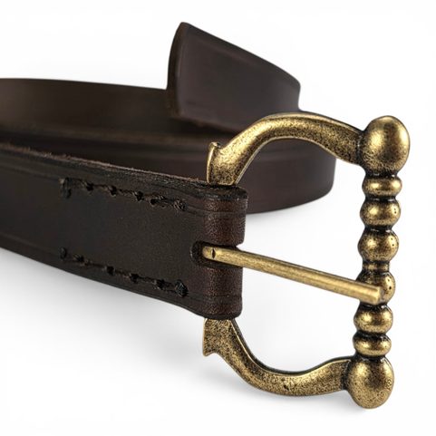 BOHEMIA MEDIEVAL LEATHER BELT BROWN, BRASS COLOUR