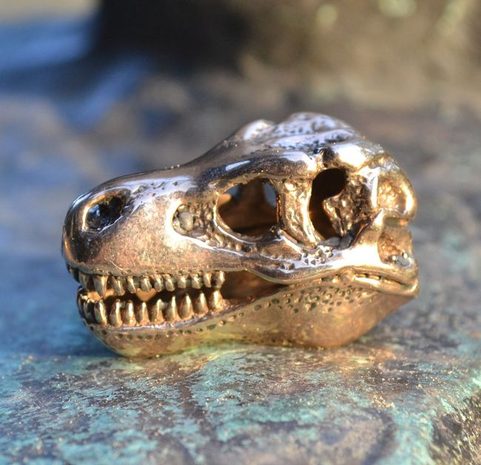 TYRANNOSAURUS REX, T-REX, SKULL PENDANT, BRONZE