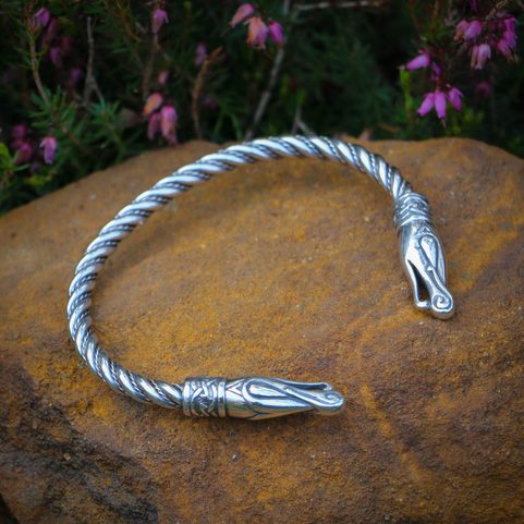 VIKING DRAGON URNES STYLE BRACELET SILVER