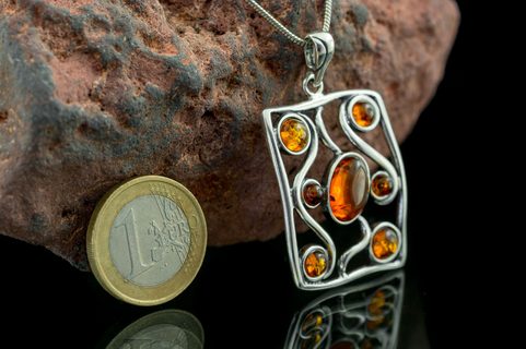 ANKA, PENDANT, BALTIC AMBER, STERLING SILVER