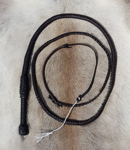 LEATHER COW WHIP, BLACK