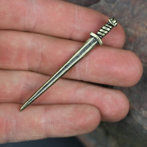 VIKING SWORD, ZINC PENDANT, ANTIQUE BRASS