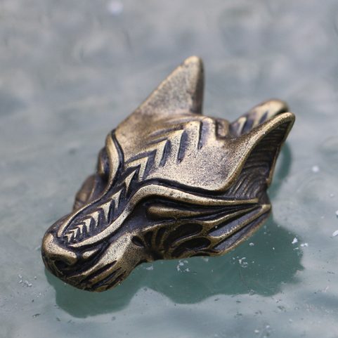 WARG NORSE WOLF VIKING PENDANT, ZINC ANTIQUE BRASS