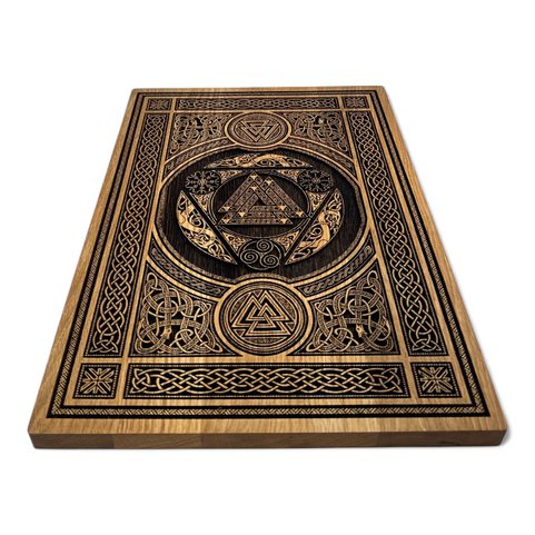 VALKNUT WITH ORNAMENTS, WALL DECORATION, WOOD 32X44CM