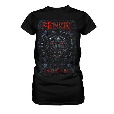 FENRIR ON THE HUNT RED, WOMEN'S VIKING T-SHIRT