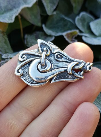SANGLIER CELTIQUE - TÊTE, PENDENTIF EN ARGENT
