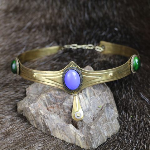 LARA - MEDIEVAL CROWN, BRASS AND GLASS