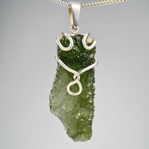 ALBA, PENDENTIF - MOLDAVITE, ARGENT 925/1000
