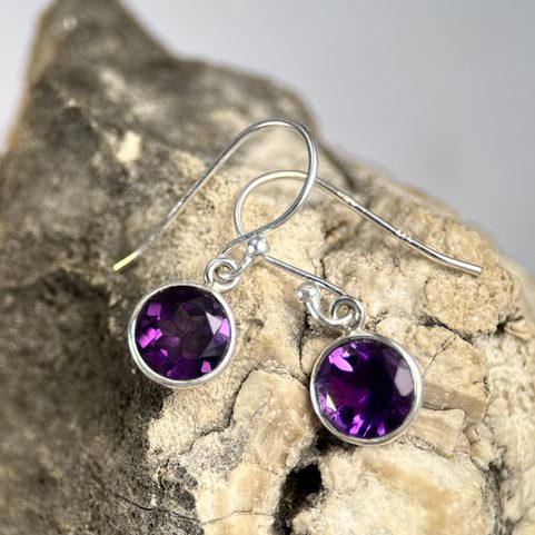 CLEOPATRA, SILVER EARRINGS, AMETHYST, AG 925/1000