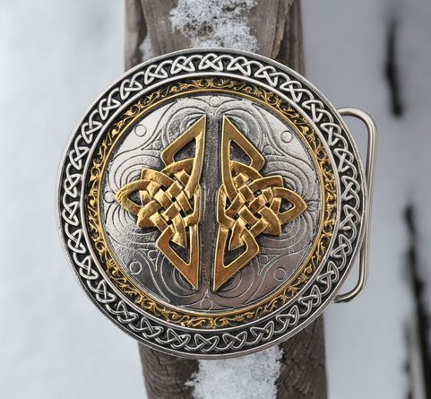 KNOTS OF LIFE, BELT BUCKLE, GOLD COLOUR
