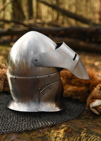 CASQUE À COQUE AVEC VISIÈRE RABATTABLE, ACIER 1,6 MM