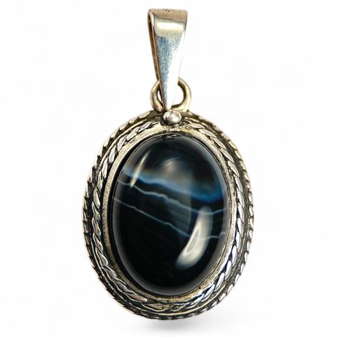 AGATE, SILVER PENDANT