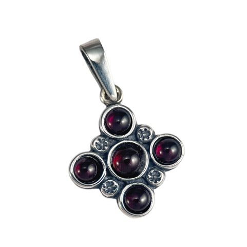 PRAGA, MEDIEVAL PENDANT WITH GARNETS, SILVER 925/1000