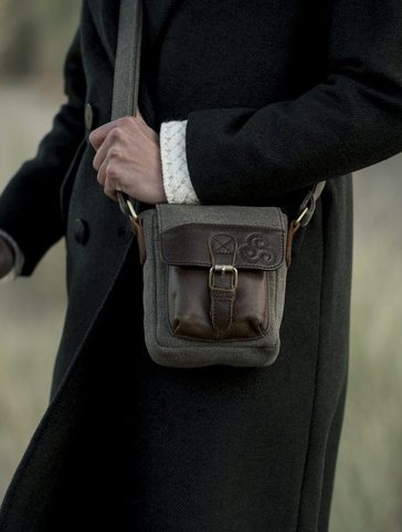 SAC À ÉPAULE AVEC POCHES, UNISEXE, TOILE, CUIR